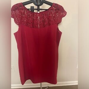 White House Black Market Red Lace Cap Sleeve Dress